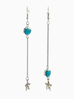 Серьги под натуральный камень «Звёзды», бирюза, голубые в серебре