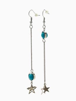 Серьги под натуральный камень «Звёзды», бирюза, голубые в серебре