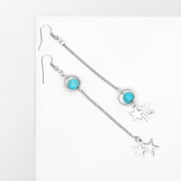 Серьги под натуральный камень «Звёзды», бирюза, голубые в серебре