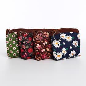 Кошелёк-монетница на молнии 10.5×1×9 см, с цветочным принтом, МИКС