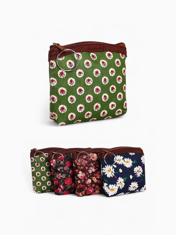 Кошелёк-монетница на молнии 10.5×1×9 см, с цветочным принтом, МИКС