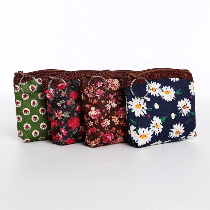Кошелёк-монетница на молнии 10.5×1×9 см, с цветочным принтом, МИКС