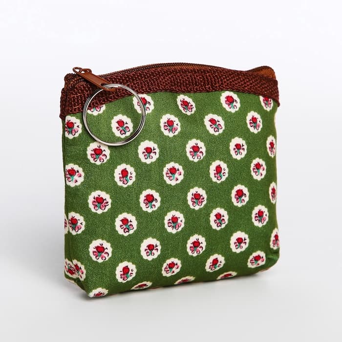 Кошелёк-монетница на молнии 10.5×1×9 см, с цветочным принтом, МИКС