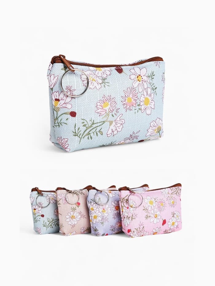 Кошелёк-монетница на молнии 12×1×9 см, с цветочным принтом, МИКС