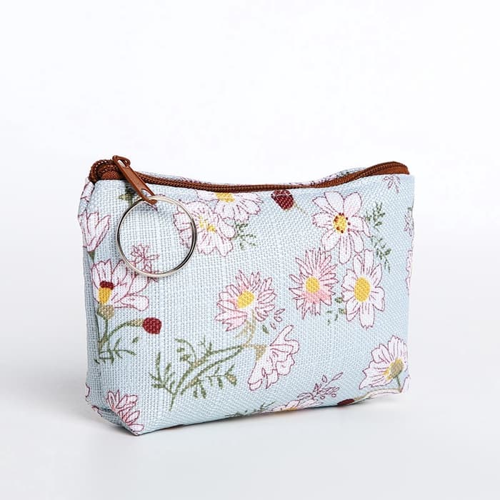 Кошелёк-монетница на молнии 12×1×9 см, с цветочным принтом, МИКС