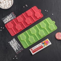 Форма для леденцов Доляна «Влюблённость», силикон, 9.5×24×1 см, 6 ячеек (4.2×3.3 см), с палочками, МИКС