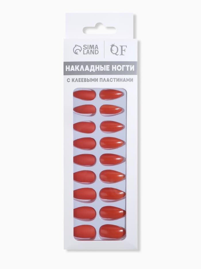 Накладные ногти, 24 шт., с клеевыми пластинами, форма миндаль, красные
