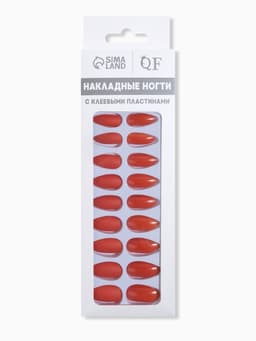 Накладные ногти, 24 шт., с клеевыми пластинами, форма миндаль, красные