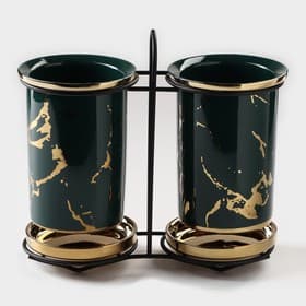 Набор подставок керамических для столовых приборов Gold, 19.5×9×18.5 см, цвет зелёный
