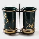Набор подставок керамических для столовых приборов Gold, 19.5×9×18.5 см, цвет зелёный