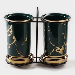 Набор подставок керамических для столовых приборов Gold, 19.5×9×18.5 см, цвет зелёный
