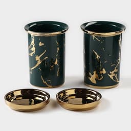Набор подставок керамических для столовых приборов Gold, 19.5×9×18.5 см, цвет зелёный