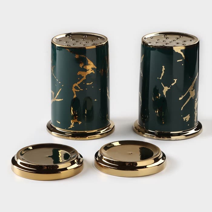Набор подставок керамических для столовых приборов Gold, 19.5×9×18.5 см, цвет зелёный