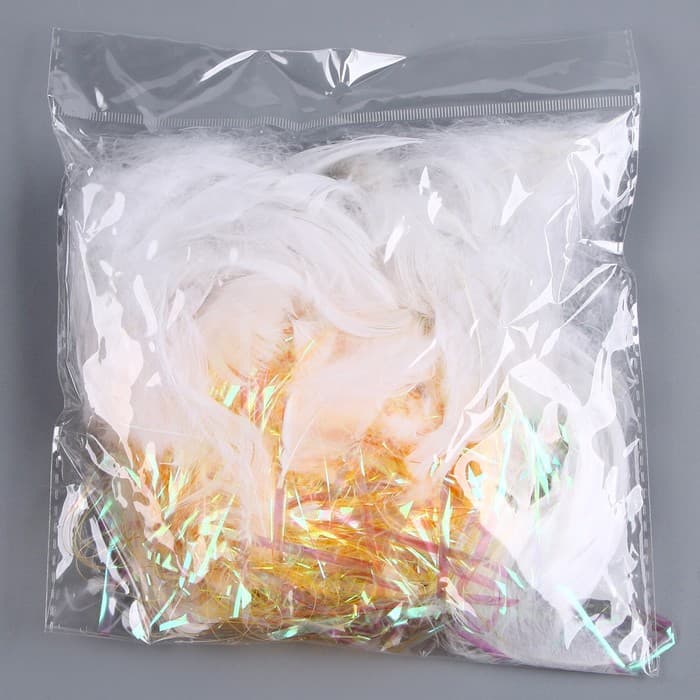 Перья белые + оранжевый наполнитель для декора и творчества