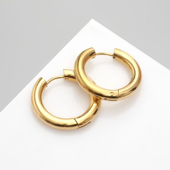 Серьги-кольца «Стальные» d=2.5 см, цвет золото