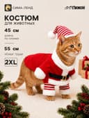 Новогодний костюм для собак «Клаус», размер 2XL (ДС 45, ОГ 55 см)