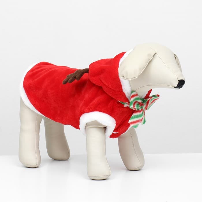 Костюм для животных «Новогодний с рожками», размер L (ДС 35, ОГ 45 см)