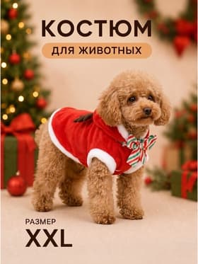 Костюм для животных «Новогодний с рожками», размер 2XL (ДС 45, ОГ 55 см)