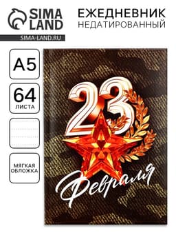 Ежедневник А5, 64 листа, недатированный, в точку А5, 64 л «С 23 февраля. Звезда»