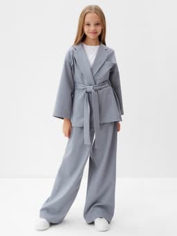 Комплект для девочки (жакет и брюки) MINAKU: PartyDress, серо-голубой, рост 140 см