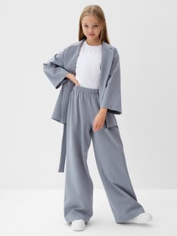 Комплект для девочки (жакет и брюки) MINAKU: PartyDress, серо-голубой, рост 140 см