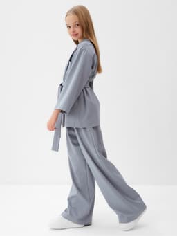 Комплект для девочки (жакет и брюки) MINAKU: PartyDress, серо-голубой, рост 140 см