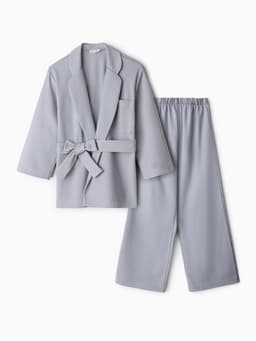 Комплект для девочки (жакет и брюки) MINAKU: PartyDress, серо-голубой, рост 140 см