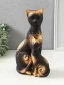 Копилка для денег «Коты Фараоны», гипс, чёрная в золоте, 27.5×15×9 см