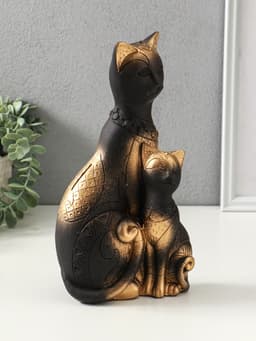 Копилка для денег «Коты Фараоны», гипс, чёрная в золоте, 27.5×15×9 см