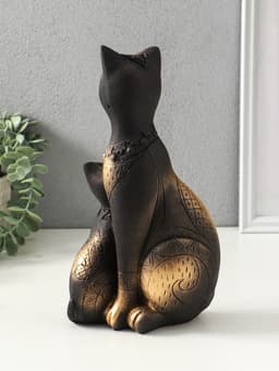Копилка для денег «Коты Фараоны», гипс, чёрная в золоте, 27.5×15×9 см