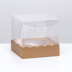 Коробка кондитерских изделий с ложементом, крафт, 15×15×14 см
