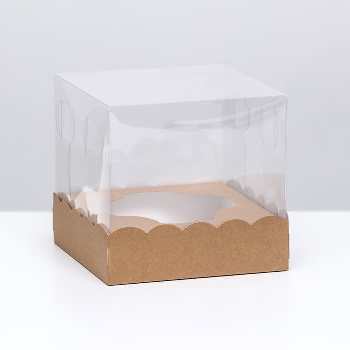 Коробка кондитерских изделий с ложементом, крафт, 15×15×14 см