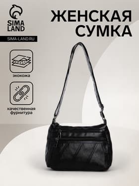 Сумка женская кросс-боди на молнии, 24×8×18 см, чёрная