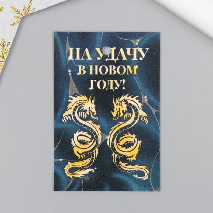 Бирка картонная для подарков «Дракон. На удачу», 4×6 см
