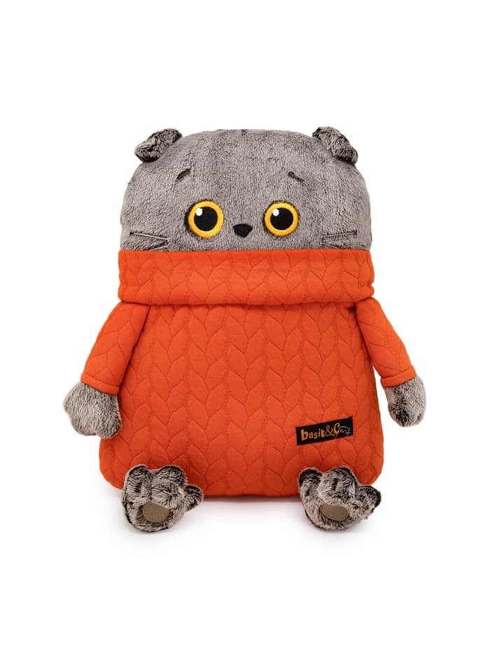 Мягкая игрушка-подушка «Кот в свитере с косами», 32 см