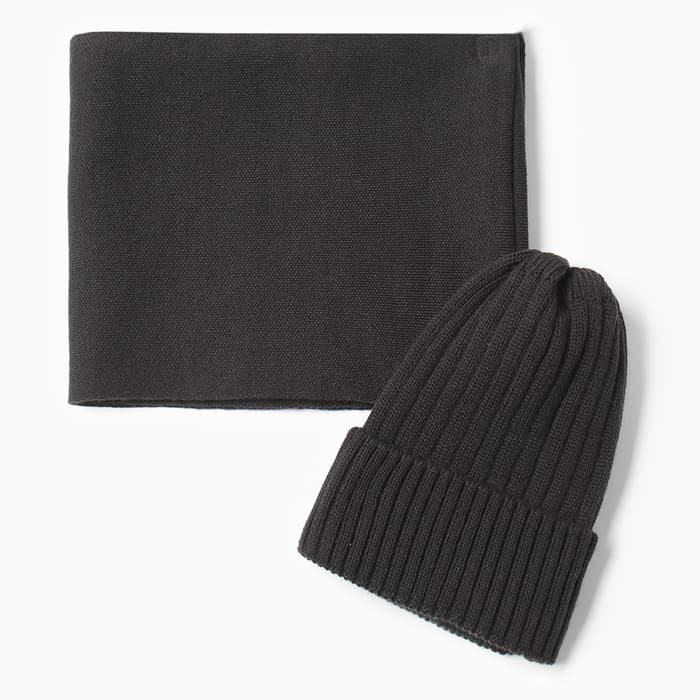 Комплект детский (шапка, снуд) KAFTAN, чёрный, размер 44-48 (6-12 мес.)
