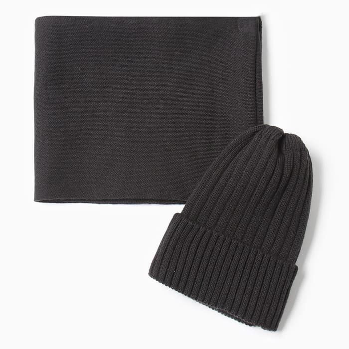 Шапка детская KAFTAN со снудом, чёрная, размер 48-52