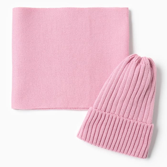 Комплект для девочки (шапка и снуд) KAFTAN, цвет пудровый, размер 44-48 (6-12 мес.)