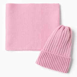 Комплект для девочки (шапка и снуд) KAFTAN, цвет пудровый, размер 44-48 (6-12 мес.)