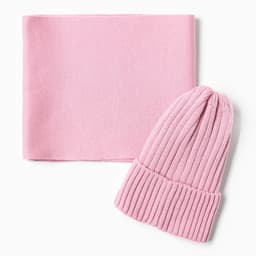 Комплект для девочки (шапка и снуд) KAFTAN, цвет пудровый, размер 44-48 (6-12 мес.)