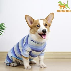 Попона послеоперационная, размер L, ОШ 28, ОГ 44, ОТ 35 см, вес 8-12 кг, вискоза, голубая