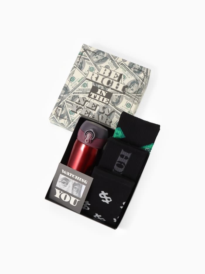 Набор подарочный KAFTAN Be rich, термос, открытка, носки 3 пары, размер 41-44 (27-29 см)