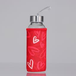 Бутылка для воды стеклянная в чехле «Сердечки», 350 мл