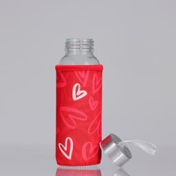 Бутылка для воды стеклянная в чехле «Сердечки», 350 мл