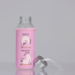 Бутылка для воды стеклянная в чехле «Котики», 350 мл