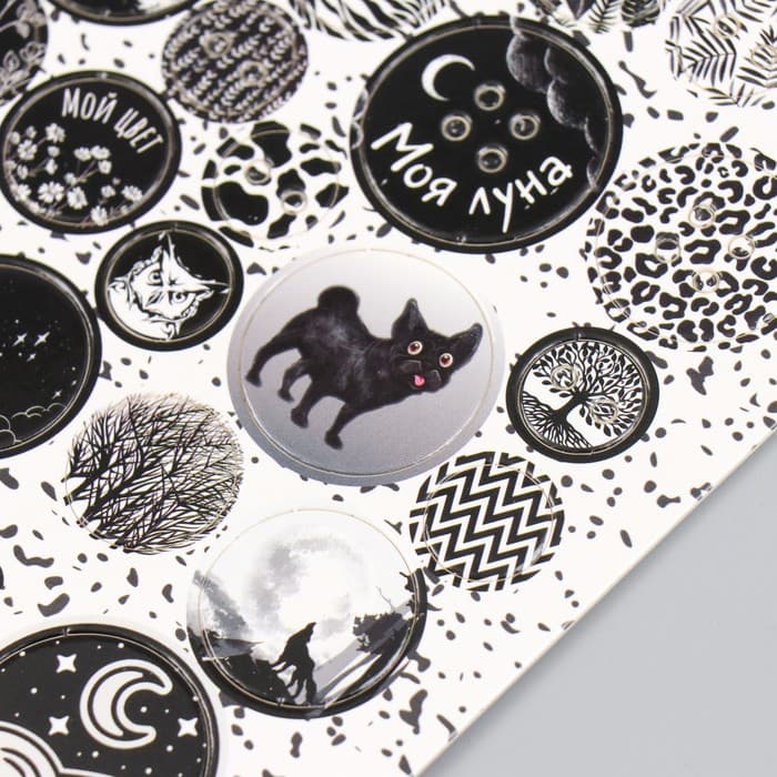 Декор для творчества картон «Фишки и пуговки. Чёрный», 24 шт., 13×16.5 см