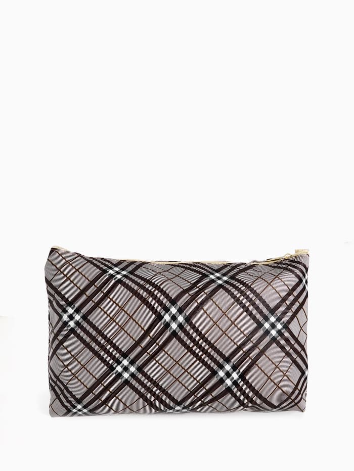 Косметичка-пенал на молнии, плоская, с рисунком «Ромбы», бежевая