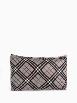 Косметичка-пенал на молнии, плоская, с рисунком «Ромбы», бежевая