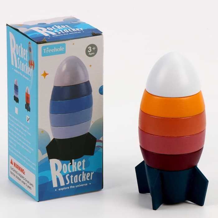 Деревянная пирамидка «Ракета», 7×7×17 см