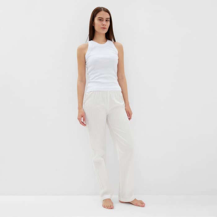 Брюки домашние женские KAFTAN Base, белые, размер 44-46